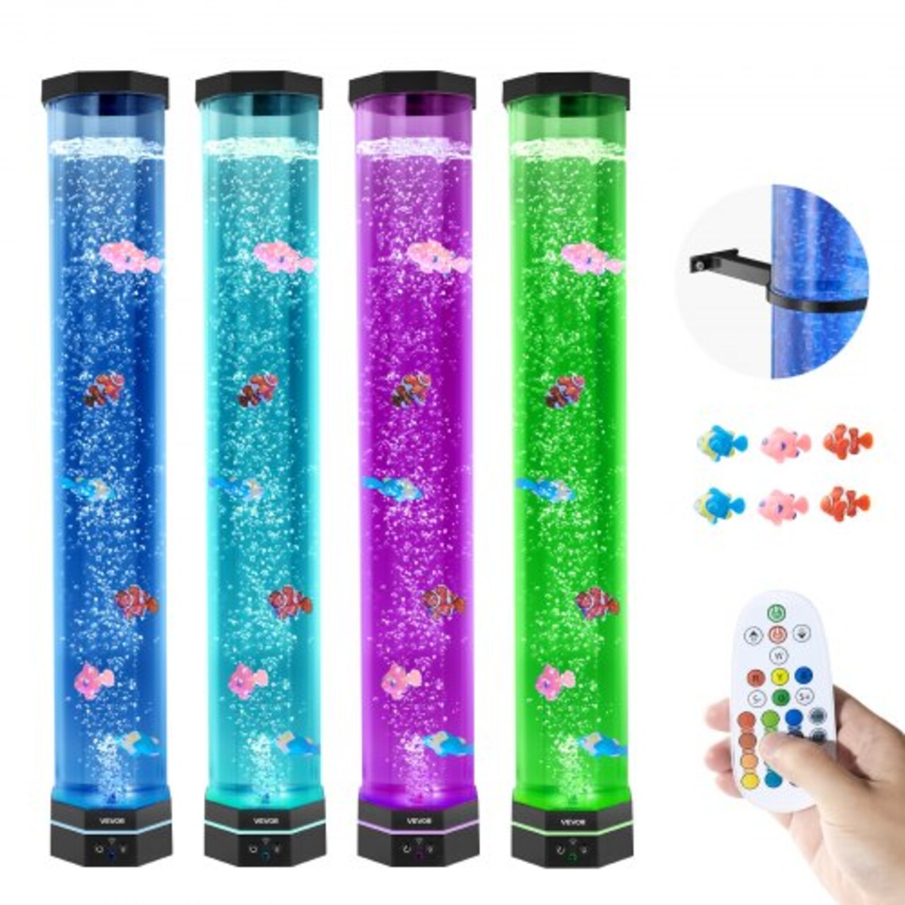 LED Bubble Tube Lamp Floor Standing Jellyfish Light 16 Color Remote Control
